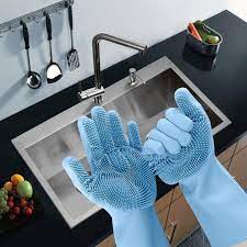 Magic Reusable Silicone Gloves with Wash Scrubber, Heat Resistant, for Cleaning, Household, Dish Washing, Washing the Car